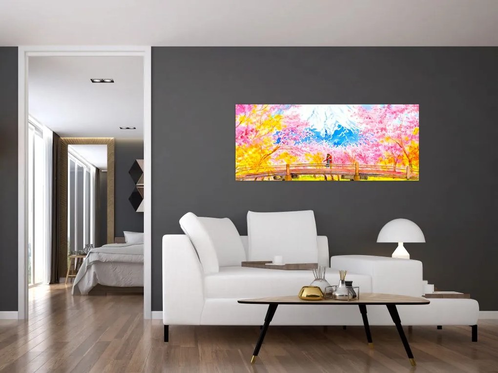 Kép - festett pár, akvarell (120x50 cm)