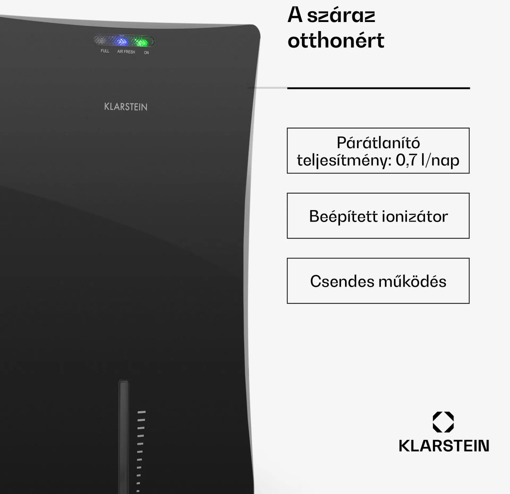 Klarstein Drybest 2000 2G, fekete, párátlanító készülék, ionizátor, 700 ml/nap, 70 W