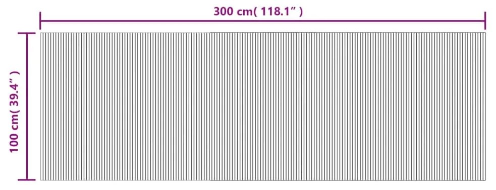 négyszögletű szürke bambusz szőnyeg 100 x 300 cm