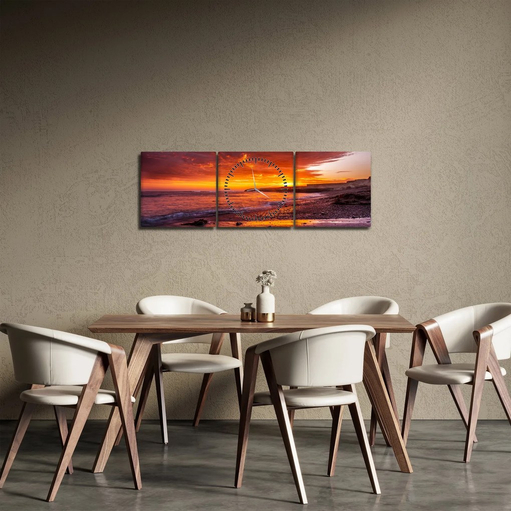 Naplemente a tengernél képe (órával) (90x30 cm)