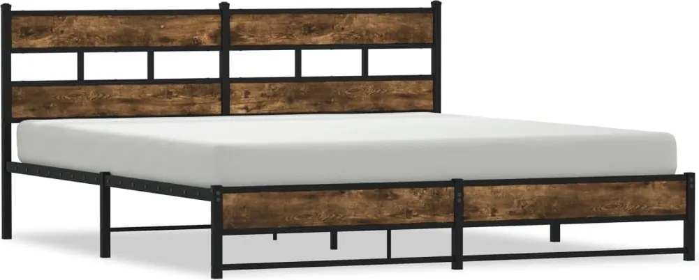 vidaXL füstös tölgy színű fém ágykeret matrac nélkül 183 x 213 cm