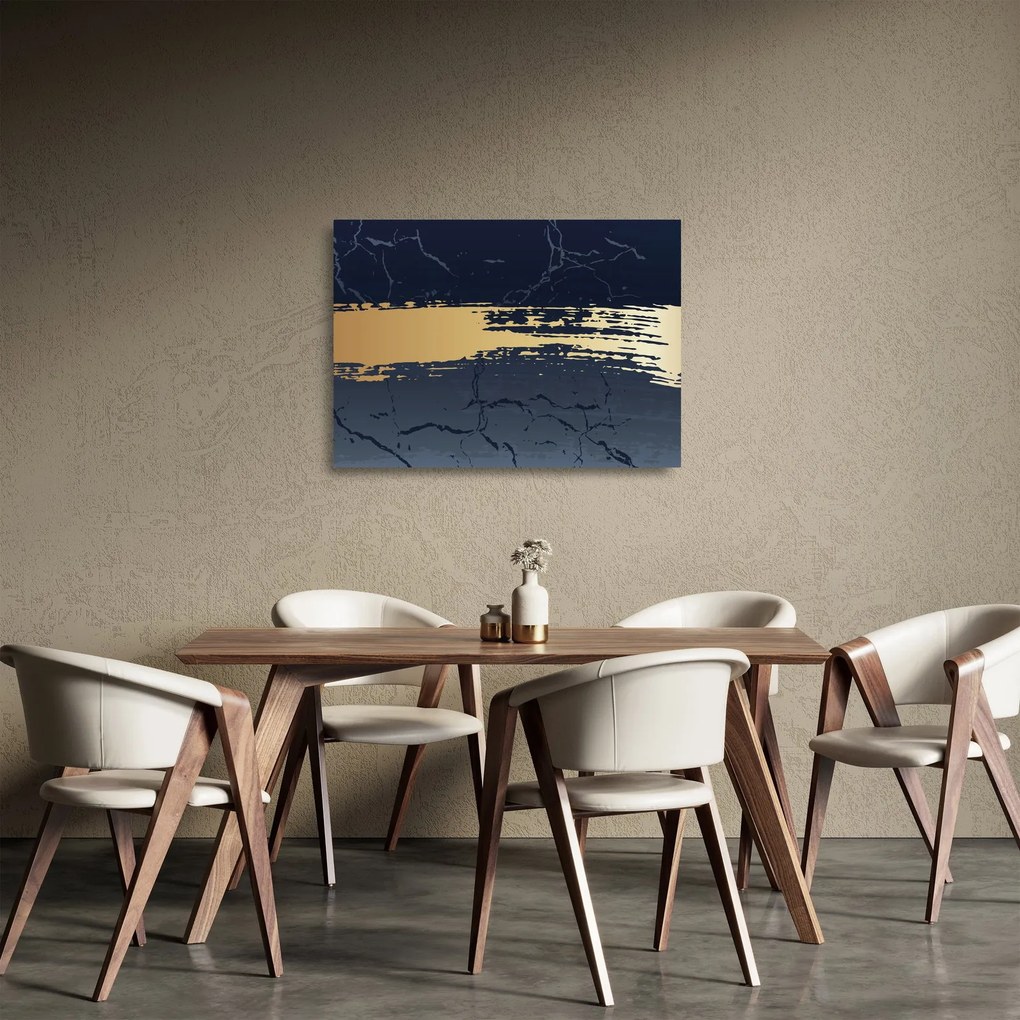 Üveg kép - Kék és arany absztrakció N⁰2 (70x50 cm)
