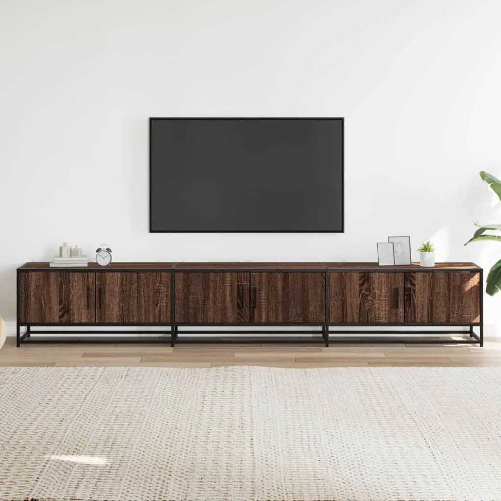 barna tölgyszínű szerelt fa TV-szekrény 240 x 35 x 41 cm