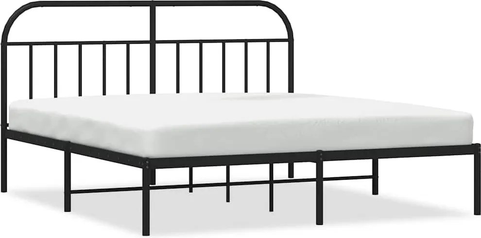 vidaXL fekete fém ágykeret fejtámlával 180 x 200 cm