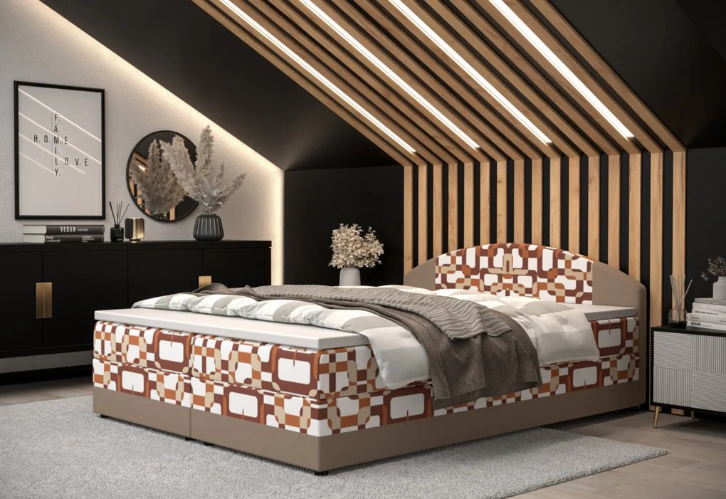 Kárpitozott boxspring ágy ORAN - lila/rózsaszín / 160x200