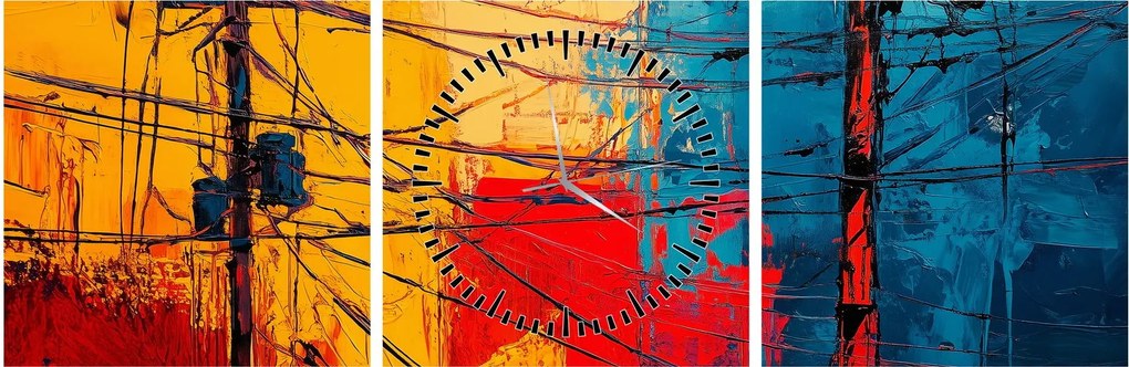 Kép - Absztrakt elektromos vezetékek (órával) (90x30 cm)