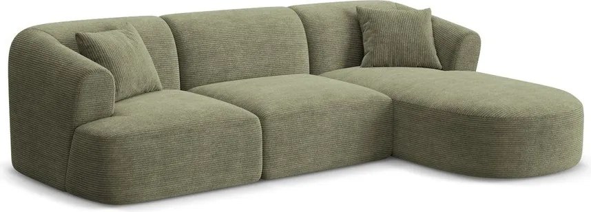 Zöld kordbársony sarokkanapé (jobb oldali-heverő résszel) Campi – Cosmopolitan Design