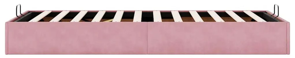 Ottomán ágykeret matrac nélkül rózsaszín 80x200 cm bársony