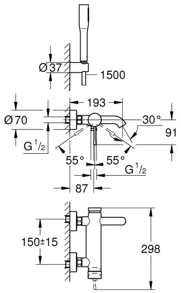 GROHE 33628001 - ESSENCE kádcsaptelep DN 15 fényes króm