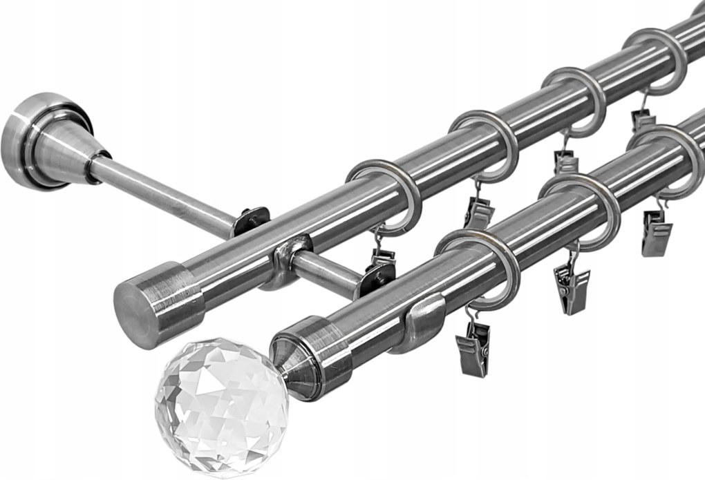Fém Függönykarnis 19 19 mm dupla Ezüst Nikkel 120 cm MIX Végek