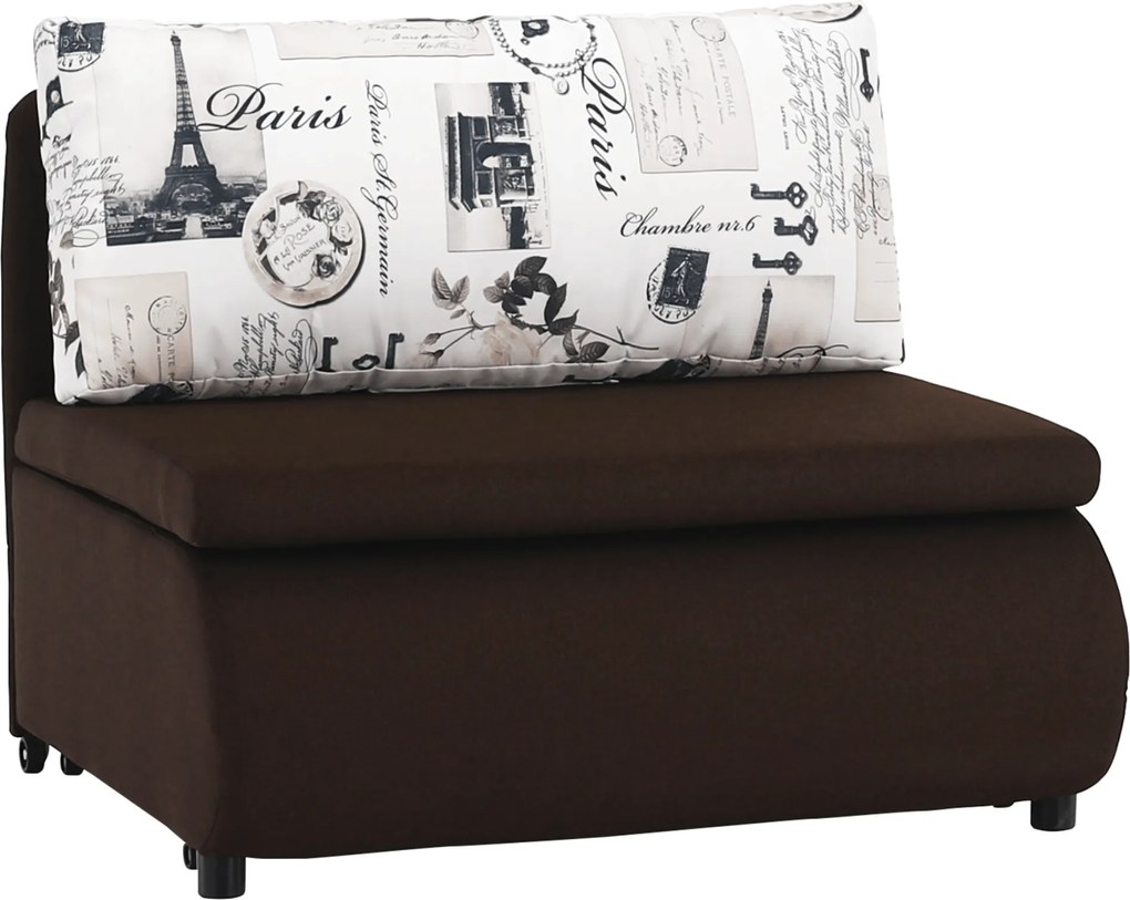 Kinyitható fotel, barna/minta, KENY NEW