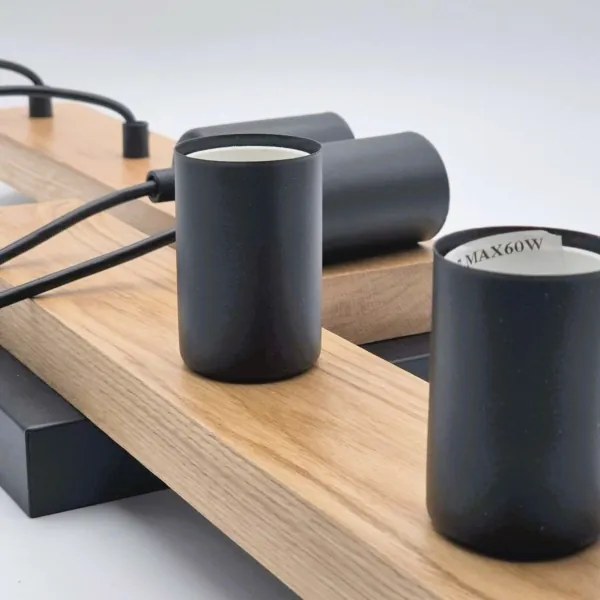 Csillár zsinóron CORTINA 4xE27/15W/230V fekete/tölgy