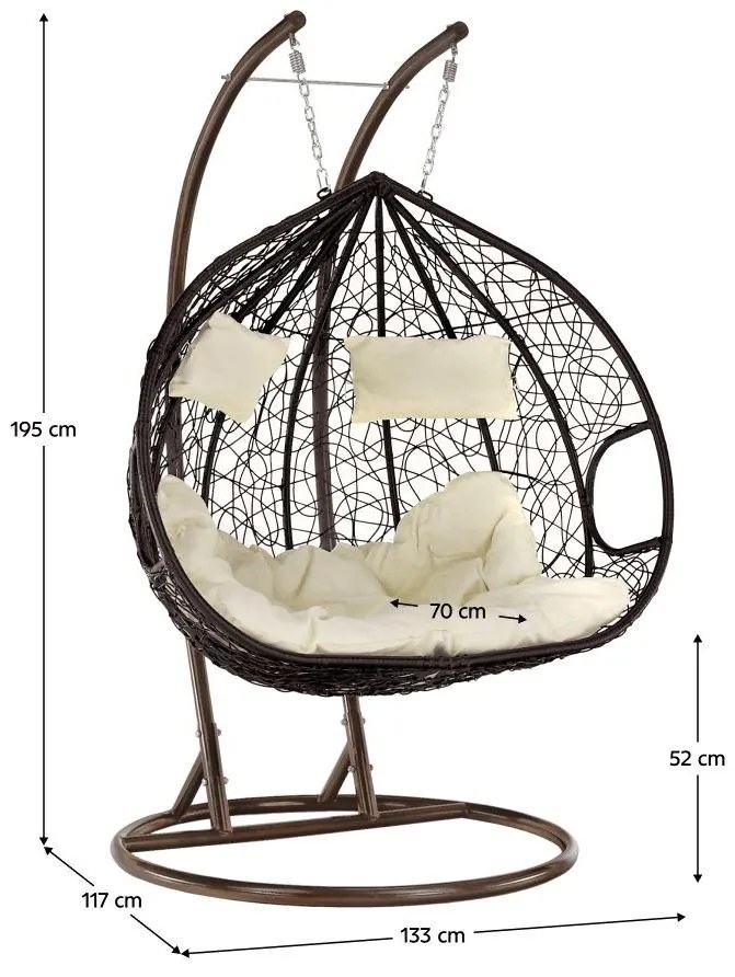 Függesztett duplafotel Dalvoa 2 (réz + barna + krém) . 1097194