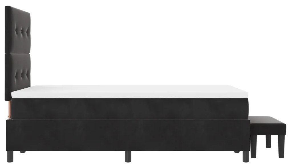 Boxspring Ágy Matraccal & Pad Fekete 120x190 cm Bársony