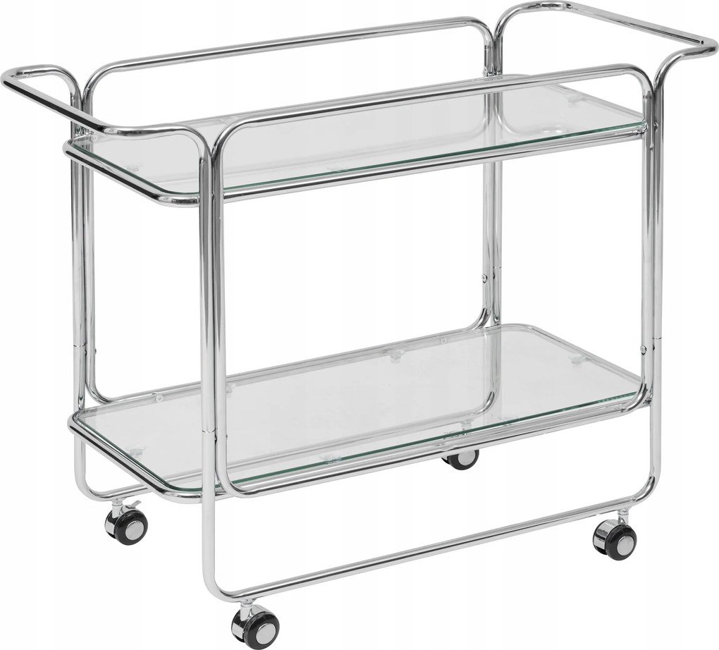 Tálalókocsi Hornwell üveg konyhai tálcák ezüst két fogantyú