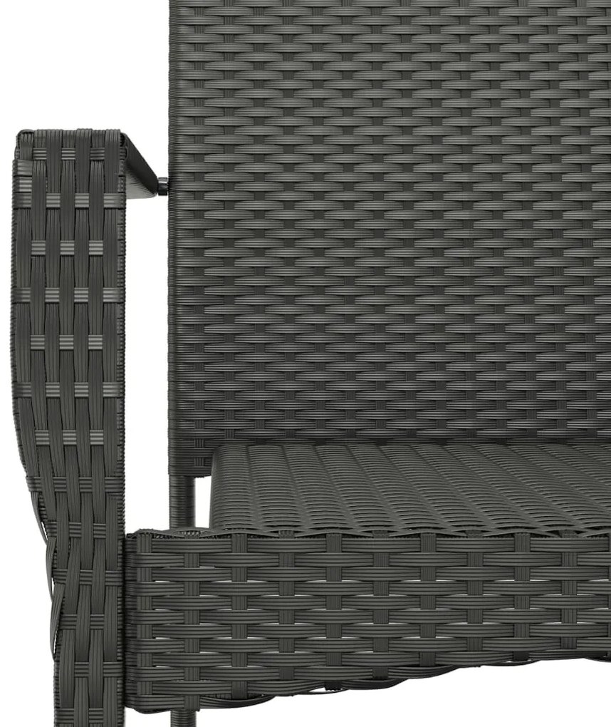 9 részes fekete polyrattan kerti étkezőgarnitúra párnákkal