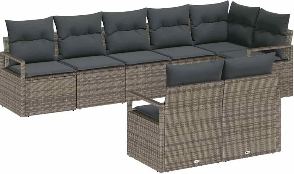 vidaXL Kanapé Szett 8 pcs Szürke polirattan