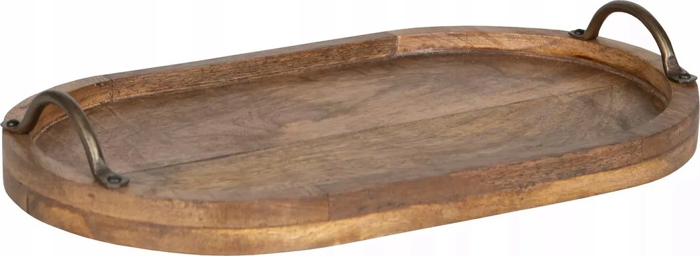 Konyhai Tálca Nagy Hosszú 40cm Fa Boho Patera Fogantyúkkal Ovális