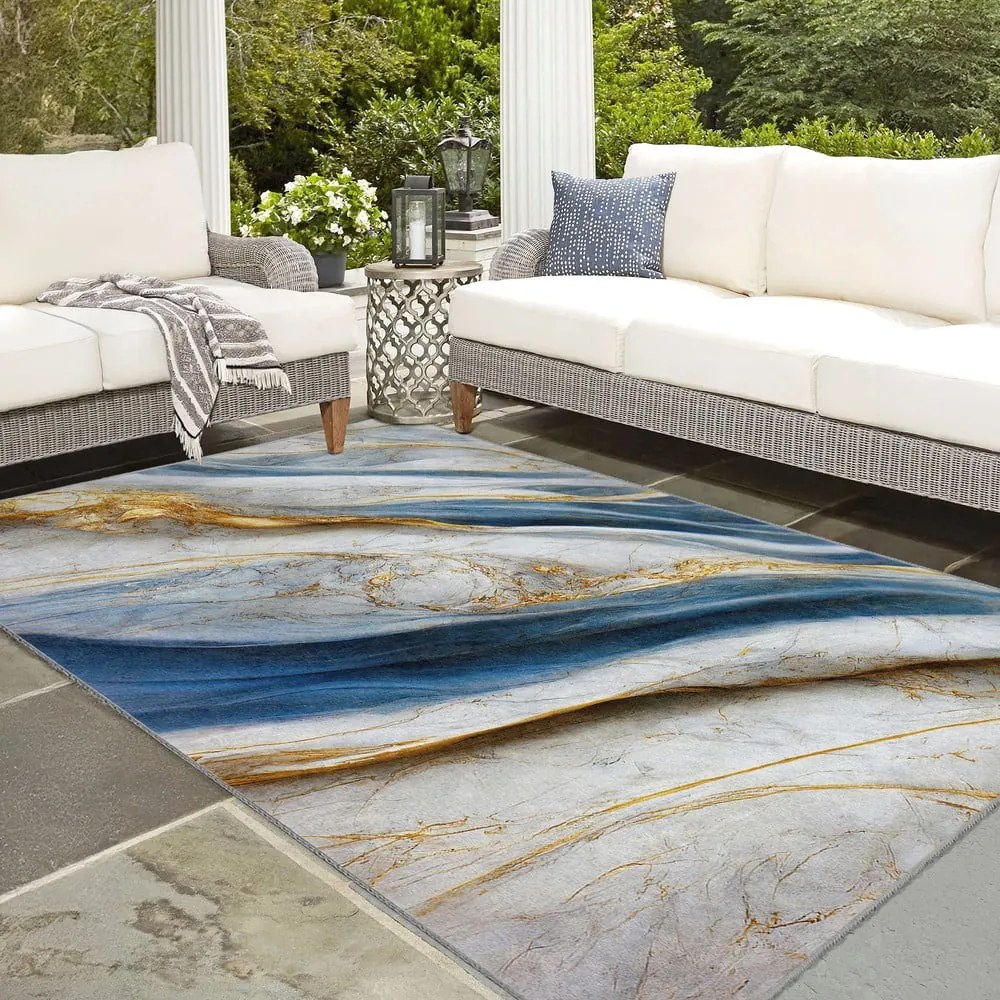 Kék mosható szőnyeg 80x150 cm Golden Spill – Mila Home