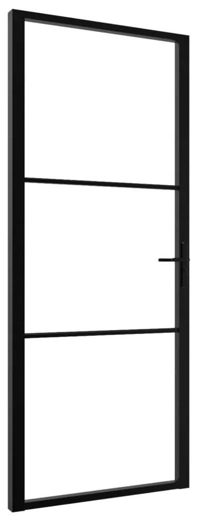Fekete ESG üveg és alumínium beltéri ajtó 93 x 201,5 cm