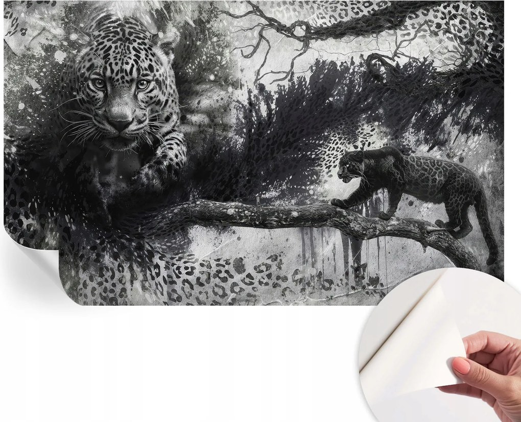 Öntapadós tapéta Fali furnér 3D hatás Leopárd absztrakt 416x254