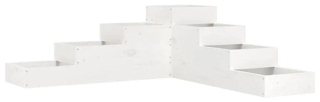 fehér 4 szintes tömör fenyőfa kerti virágtartó 106x104,5x36 cm
