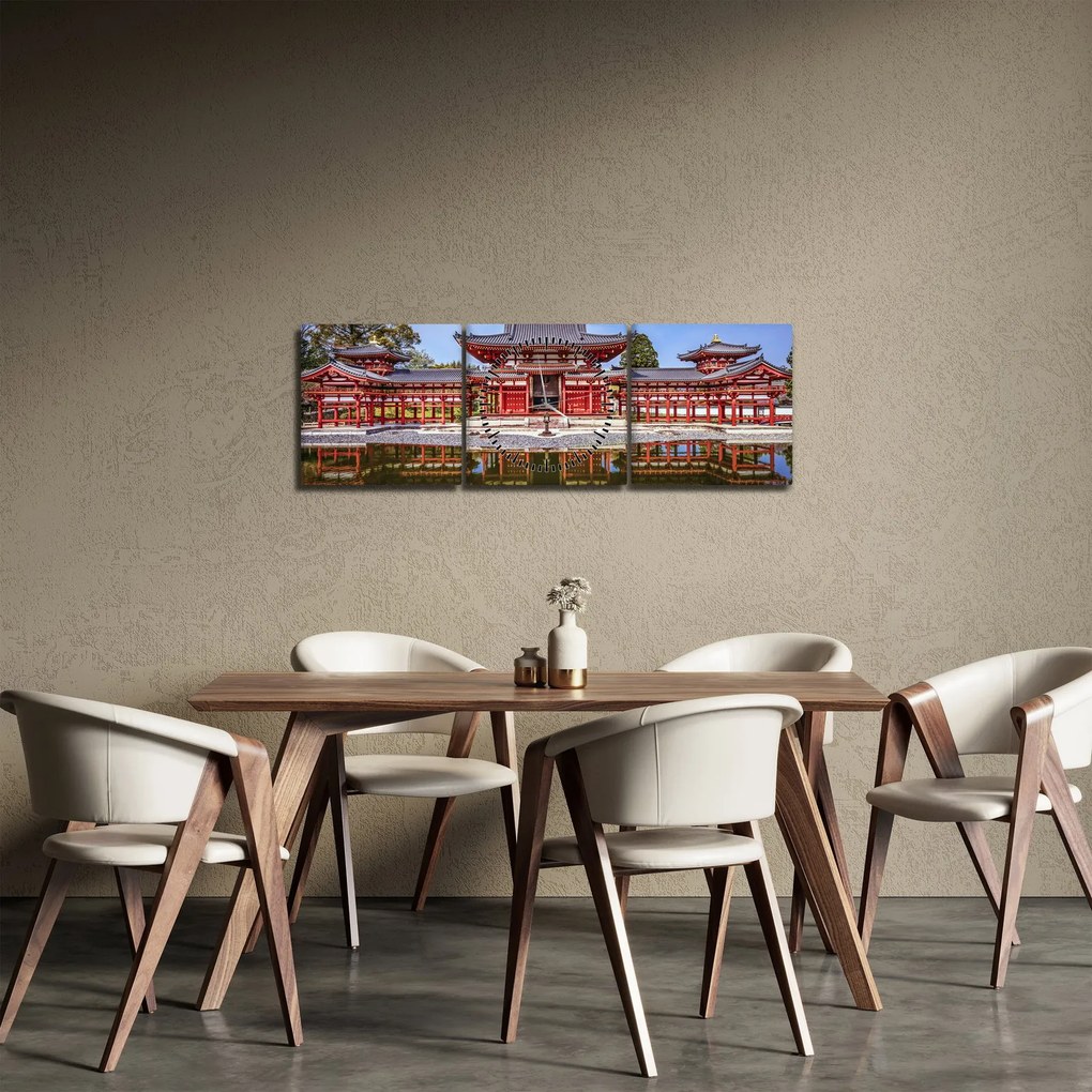 Kép - Buddhista templom (órával) (90x30 cm)