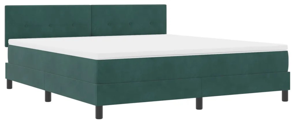 Boxspring Ágy Matracal Sötétzöld Szuper Király Velúr
