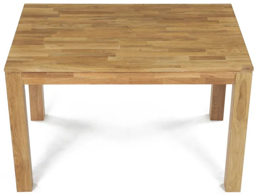 Étkezőasztal 120x80x75 cm, tömör fehér tölgy, olajos felületkezelés, 8x8 cm-es lábak