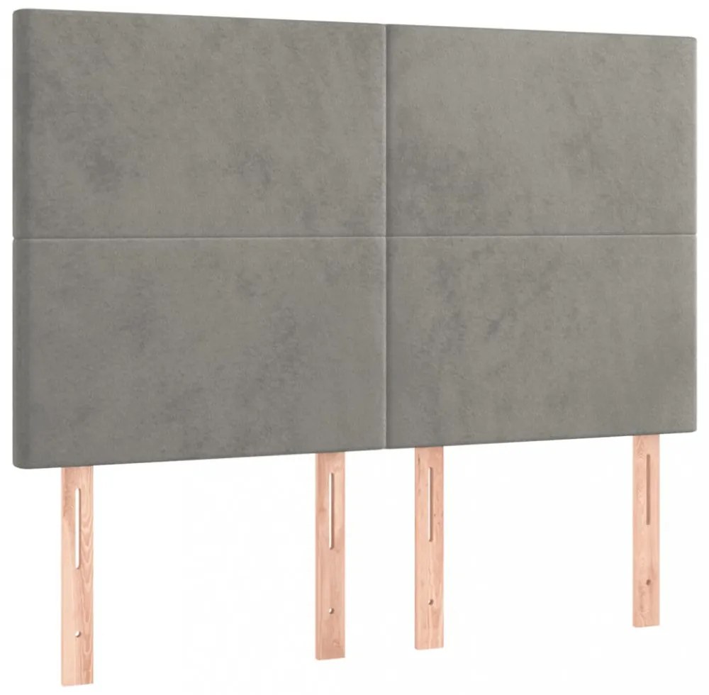 világosszürke bársony ágykeret matrac nélkül 140 x 190 cm