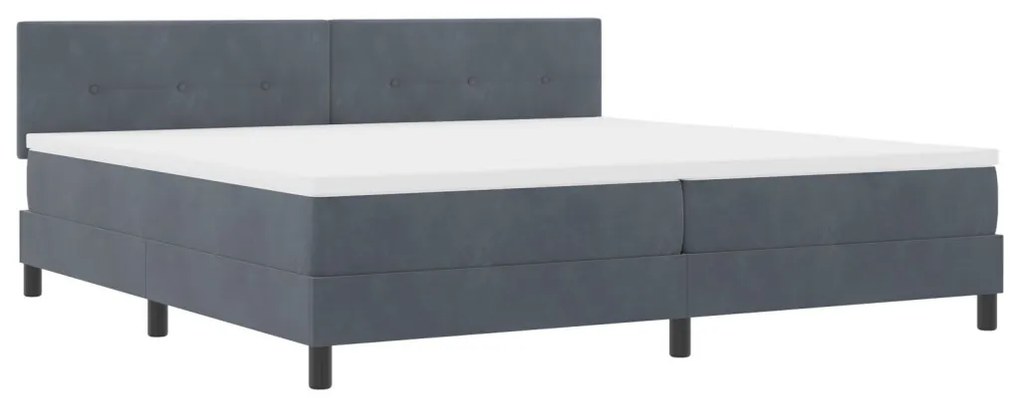Boxspring Ágy Mattal Sötétszürke 200x200 cm Bársonyos