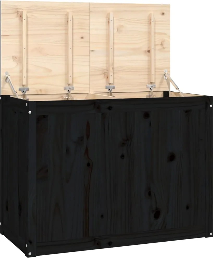 vidaXL fekete tömör fenyőfa szennyestartó láda 88,5 x 44 x 66 cm