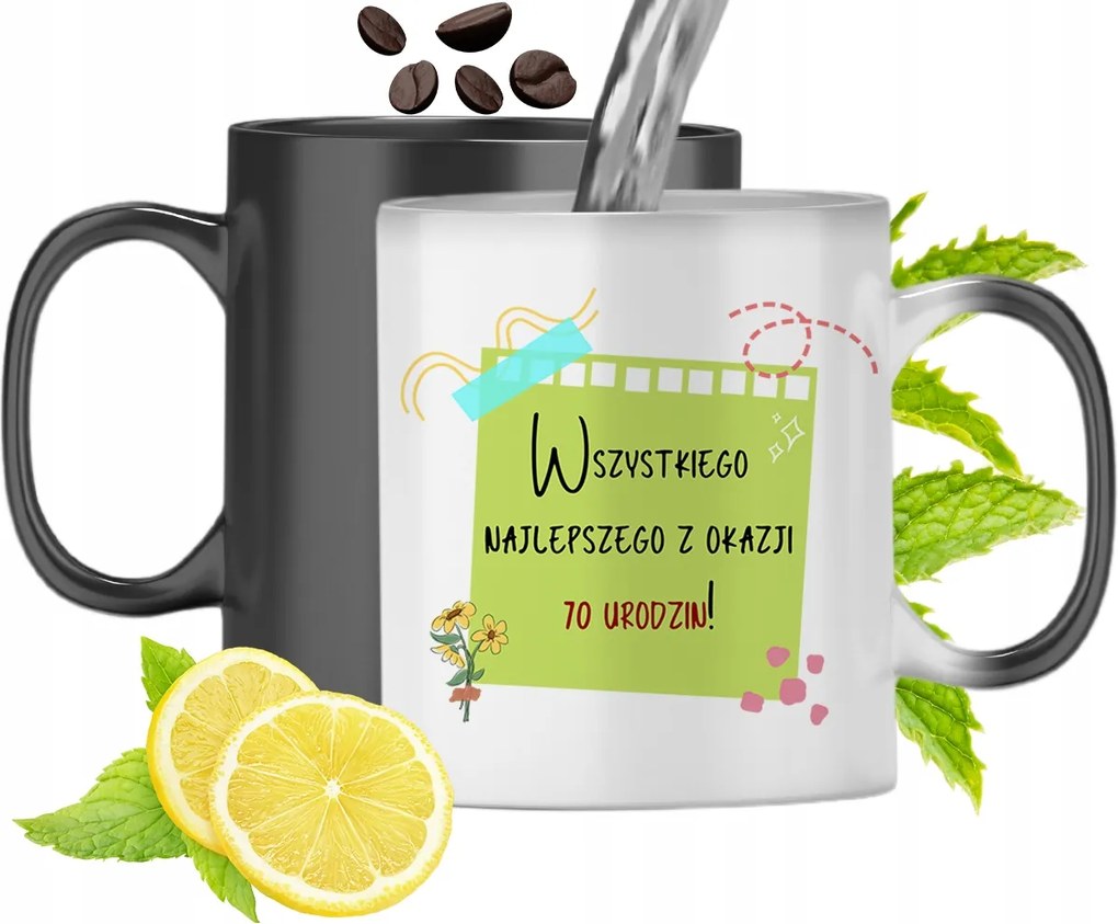 Mágikus Bögre 70. Születésnapra Színváltós, fényképes nyomattal