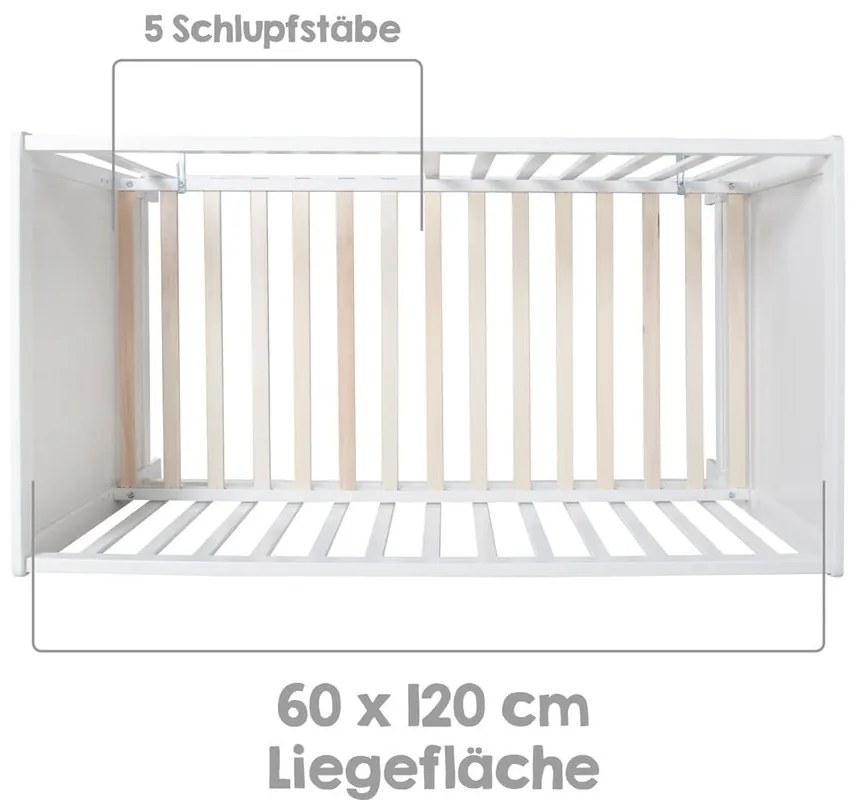 Fehér ágy mellé helyezhető babaágy 60x120 cm Hamburg – Roba