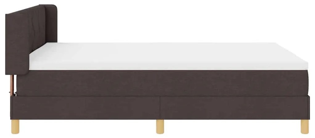 Boxrugós ágy matracmal Sötétbarna és fehér 160 x 200 cm szövet