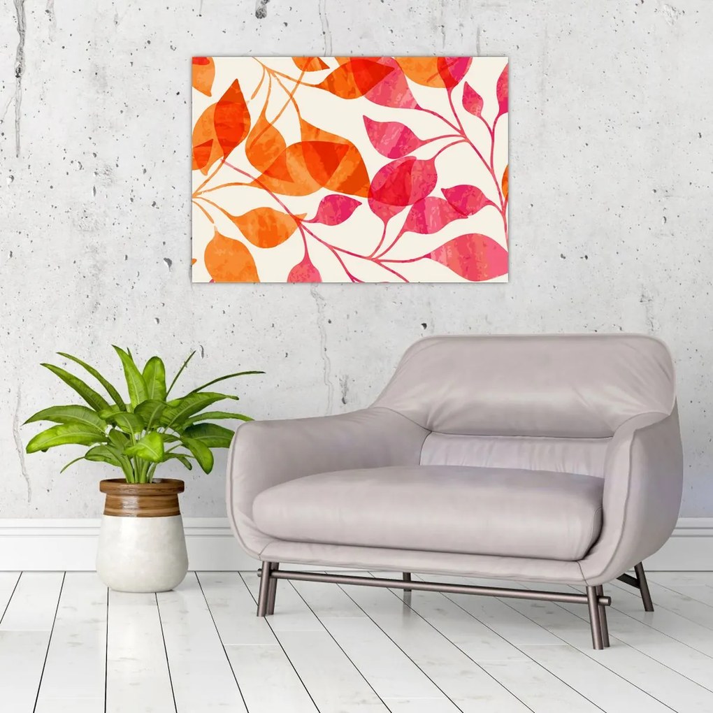 Üveg kép - Narancssárga levelek (70x50 cm)