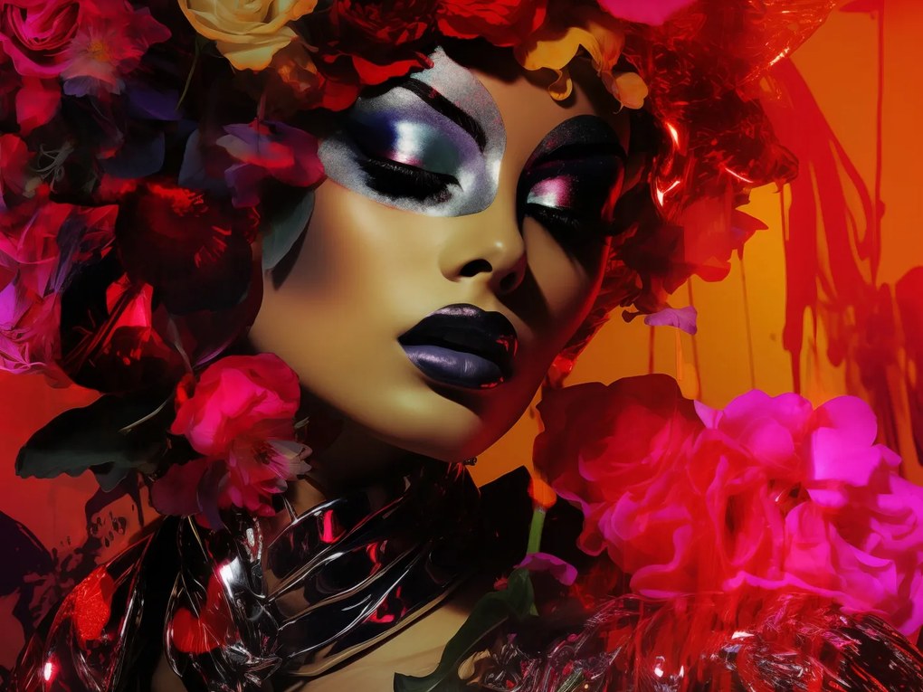 Poszter 20x15cm Virágos díva