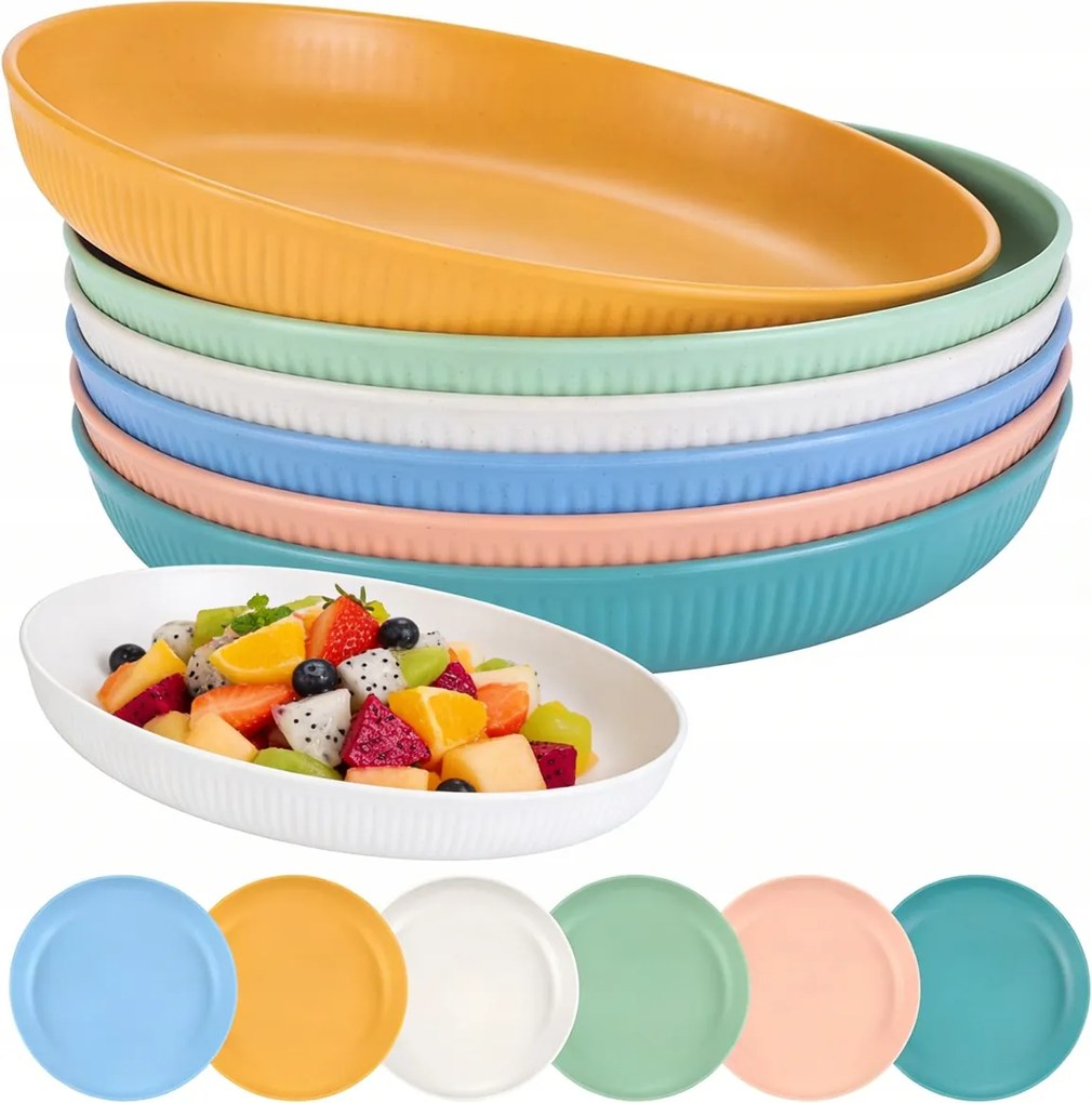 Kempingtányér 22,5cm 6db színes törhetetlen piknik