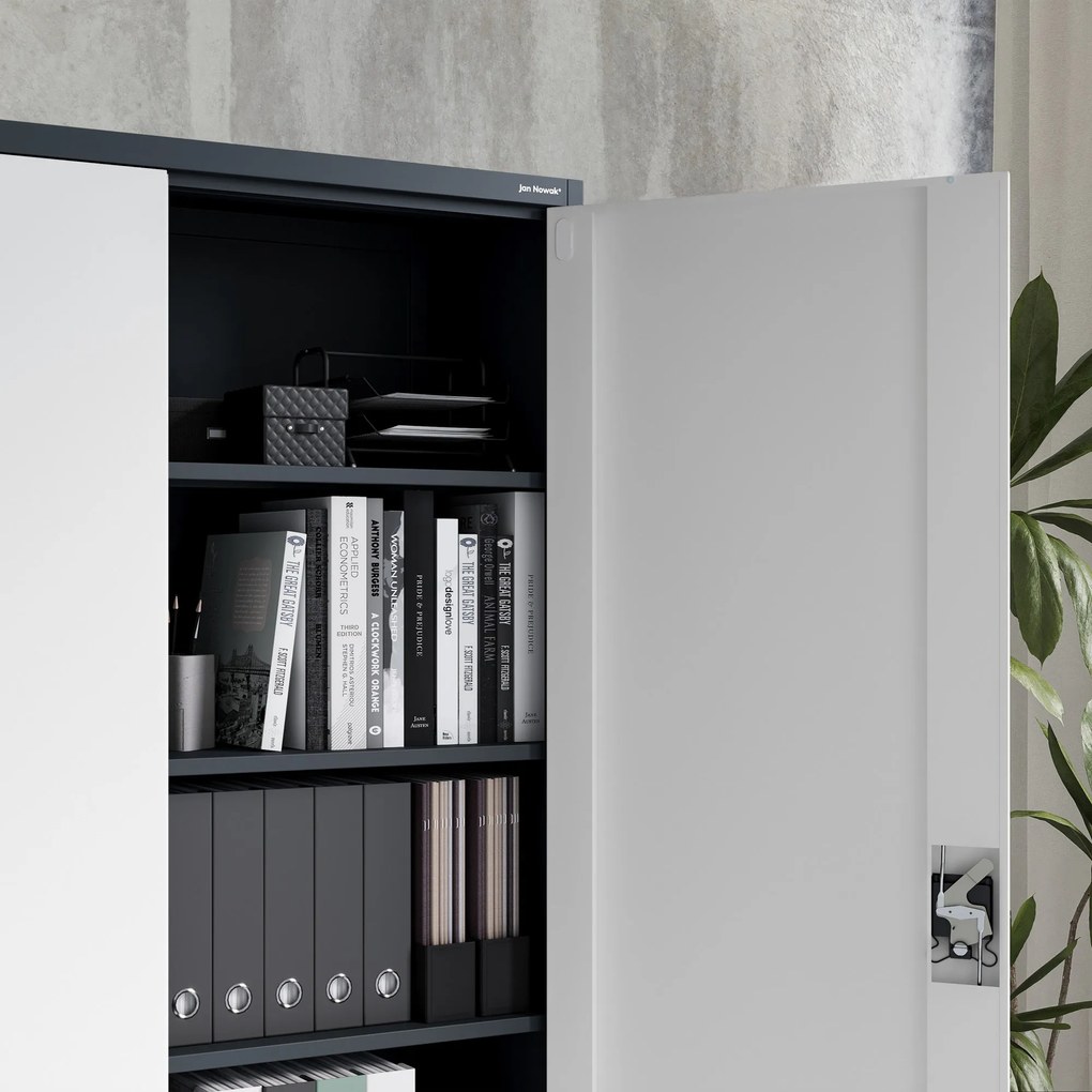 Fém iratszekrény JAN II, 1150 x 1850 x 400 mm, antracit-fehér