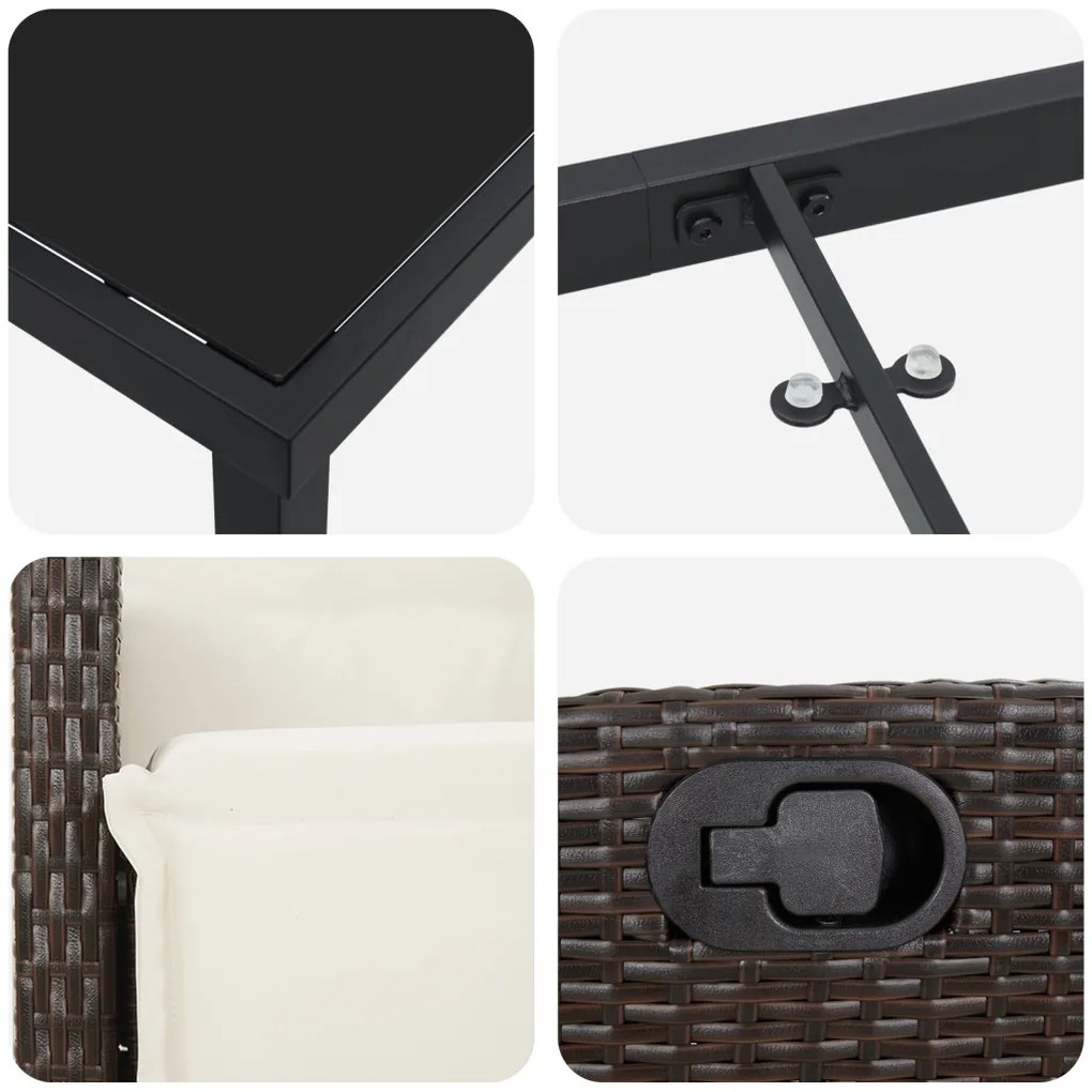 7 db-os Kerti Étkező Szett Barna Poly Rattan