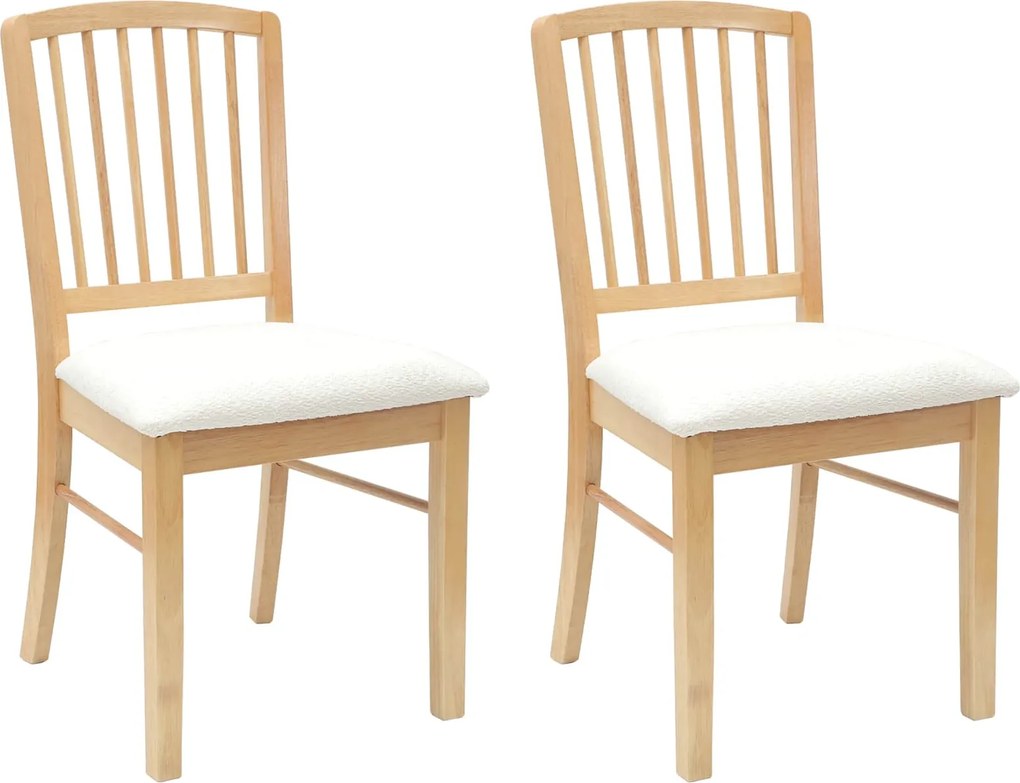 vidaXL Étkező Székek 2 pcs Természetes 50 x 52,5 x 91 cm Tömör Gumi Fa