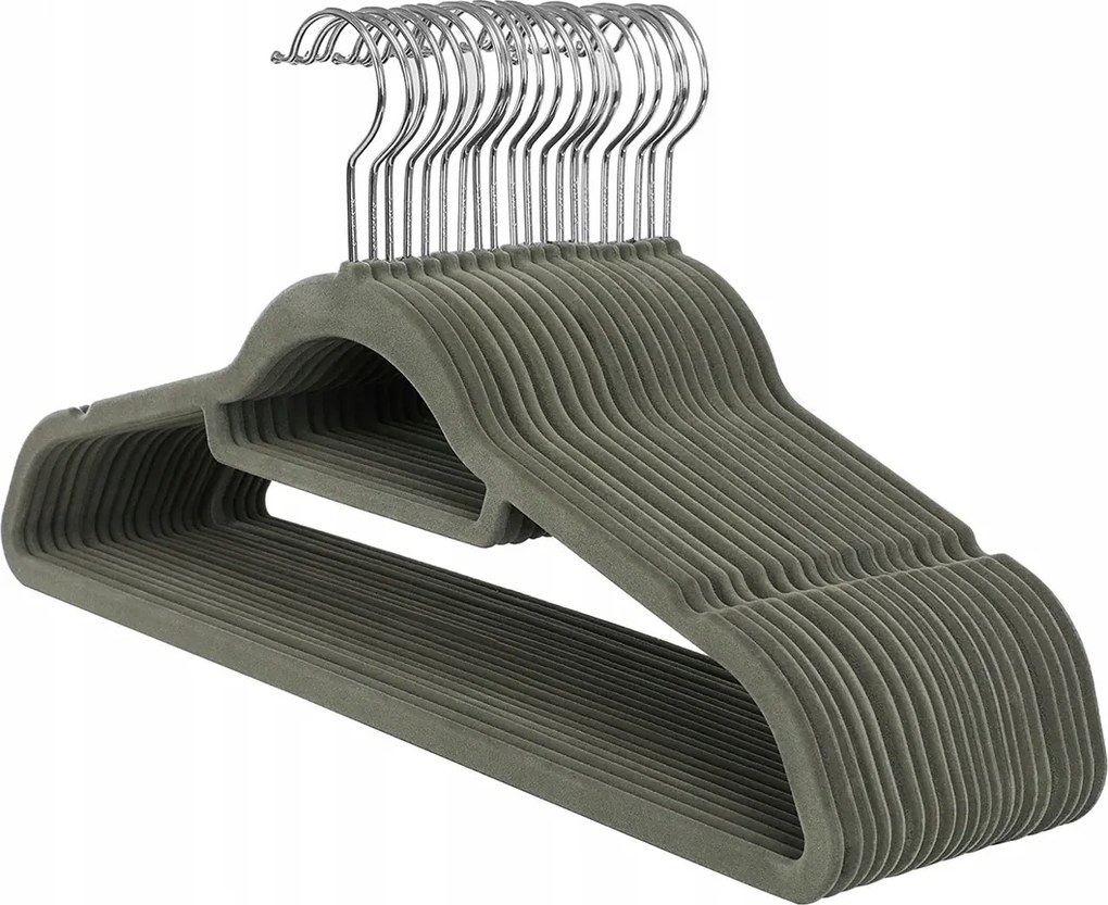 Bársony ruhaakasztó szett 20 db-os csúszásgátló akasztó szürke