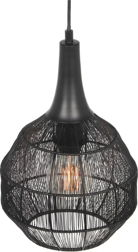 Matt fekete függőlámpa fém búrával Soraya – Trio