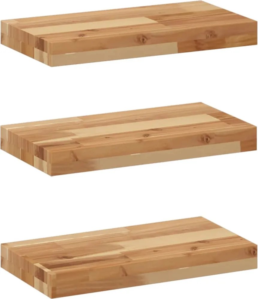 vidaXL 3 db olajbevonatú tömör akácfa függőpolc 60 x 20 x 4 cm