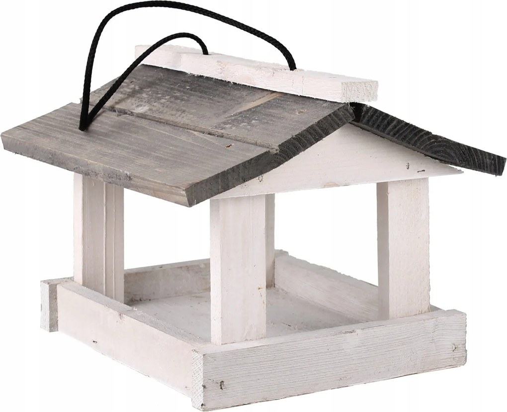Fehér Fából Készült Madáretető 23x22x18 cm