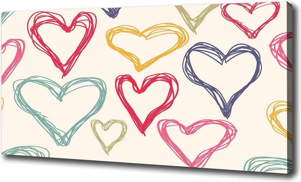 Vászonkép Színes szívek 100x70 cm