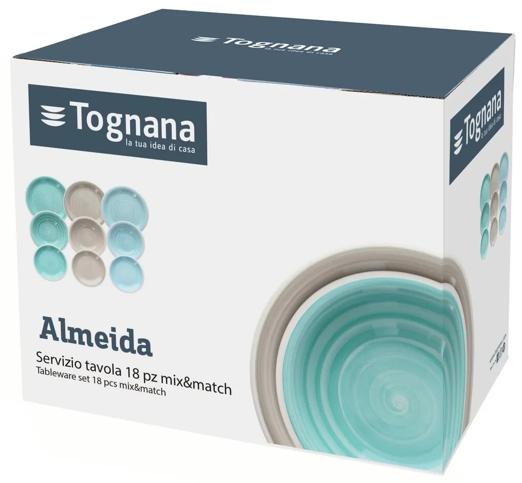18 részes étkészlet, Louise Almeida, Tognana, kerámia, sokszínű