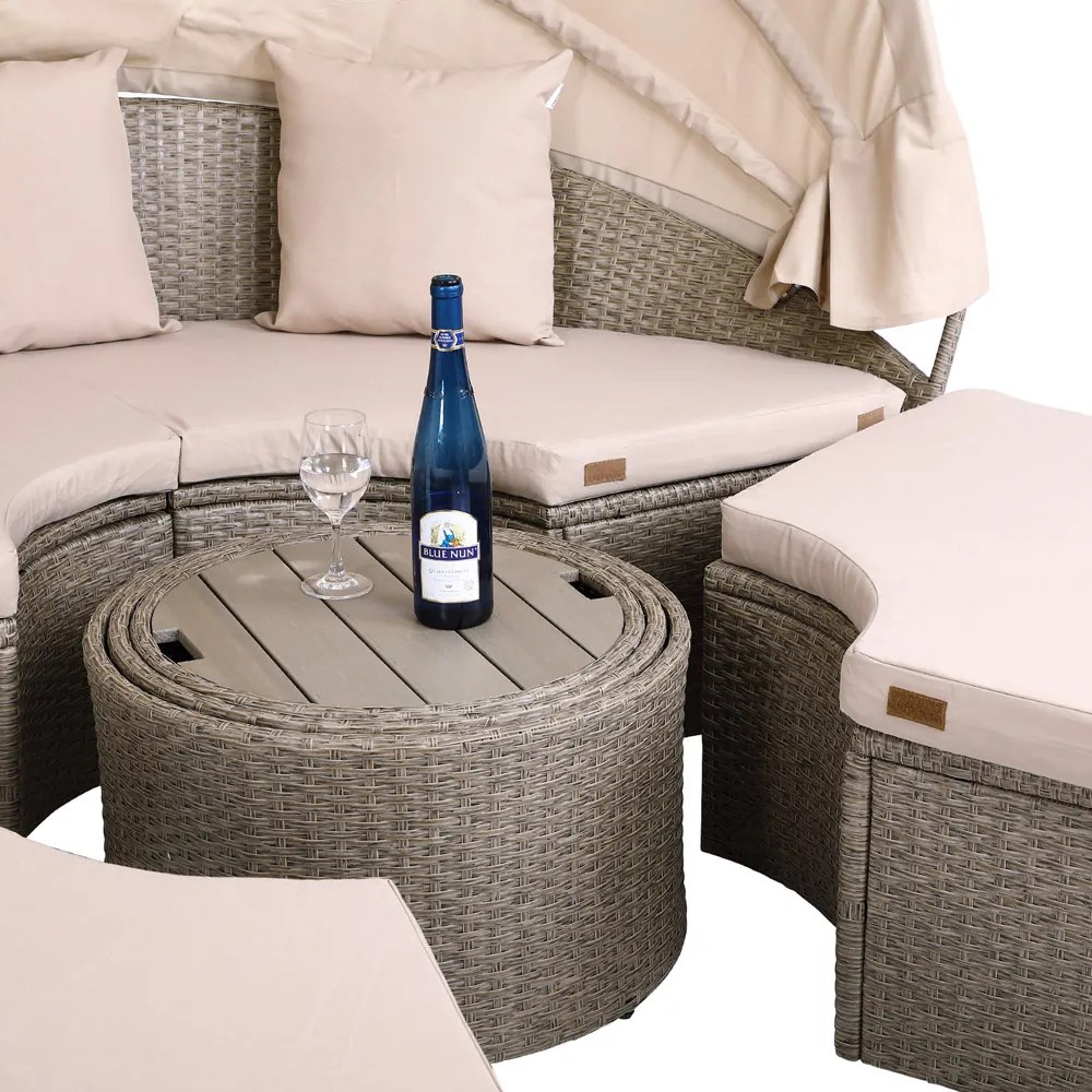 Casaria® Kerti rattan nyugágy LAZY - krém 185 cm