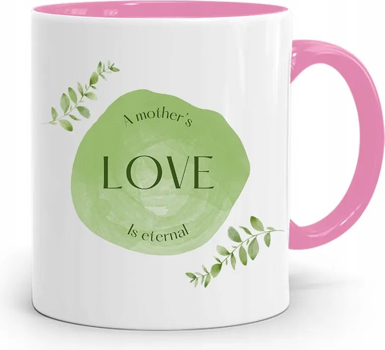 Rózsaszín Bögre Ajándék Anyukáknak A Mothers Love fényképes nyomattal