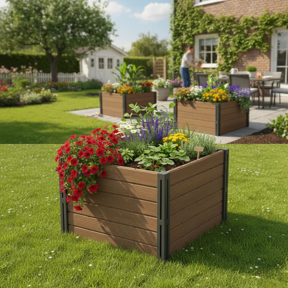 BASE PLANT magaságyás, 61x61x46cm, természetes barna Prosperplast